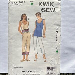 Uncut Kwik•Sew Women's Sewing Pattern 2872  - Tank & Capri’s